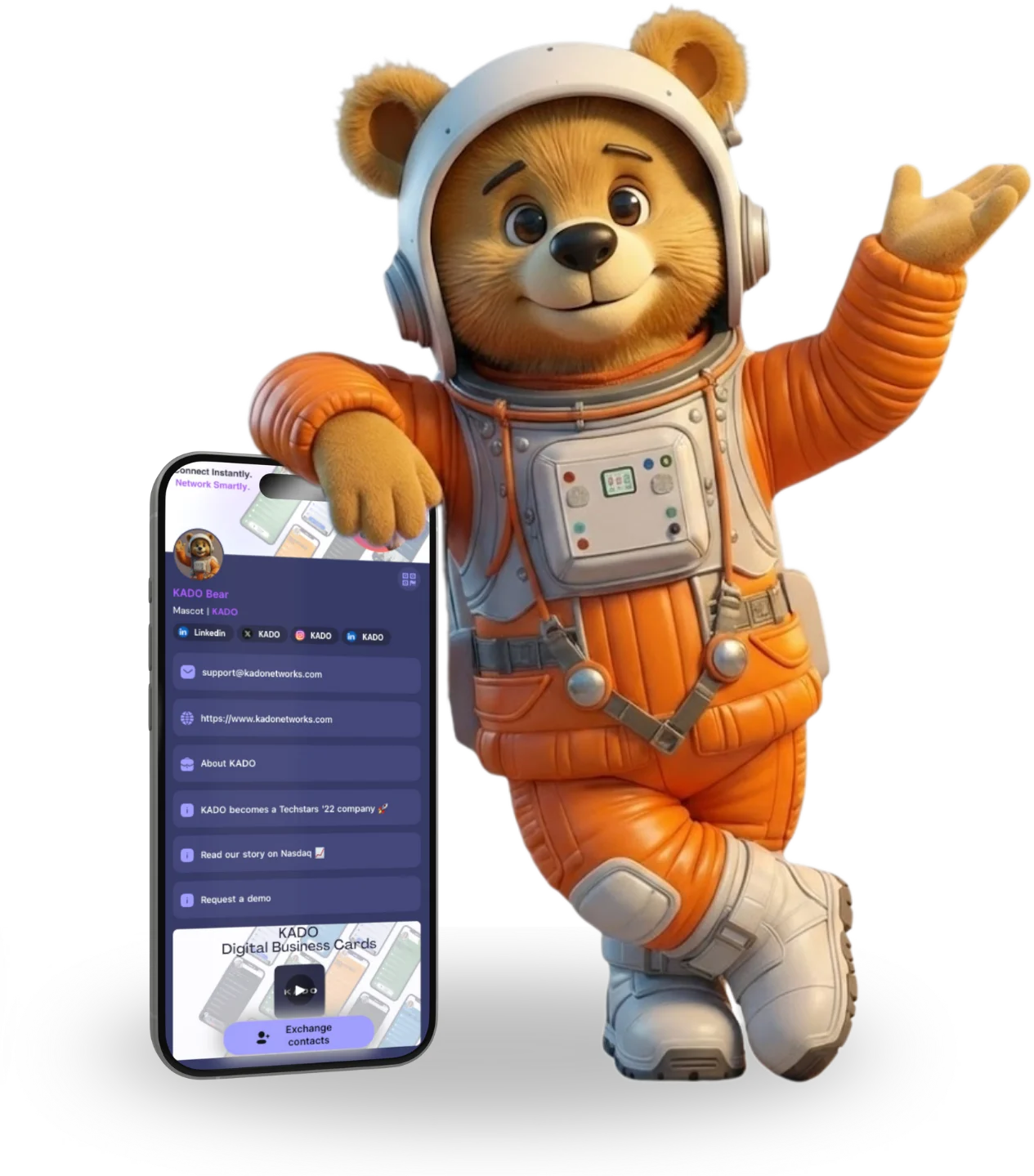 KADO Bear astronaut with digital business card