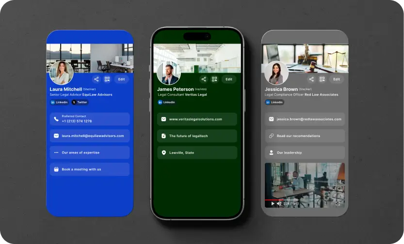 digital business cards for legal advisors and lawyers
